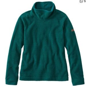 L.L. Bean Women's Fleece Turtleneck Sweater - Black Forest Green